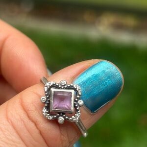 VINTAGE 925 RJ Stamped Rare Sterling Silver Amethyst Ring Size 9 Womens Stunning